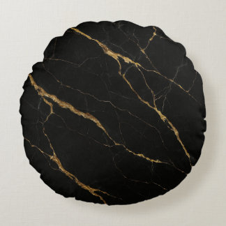 Luxury Black Marble Round Cushion