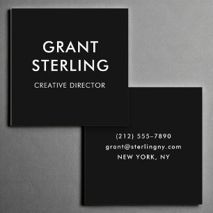 Luxury Black Modern Minimal Typography  Square Business Card