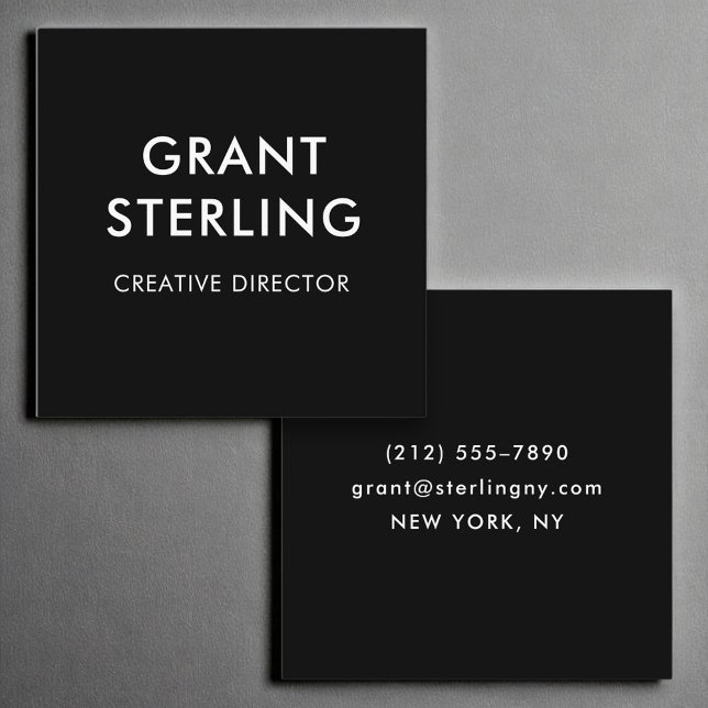 Luxury Black Modern Minimal Typography  Square Business Card (Creator Uploaded)