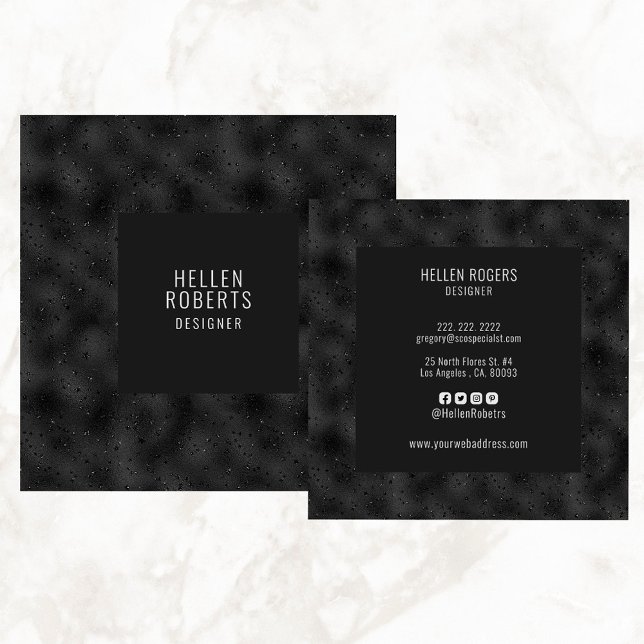 Luxury black monochromatic background square business card (Creator Uploaded)
