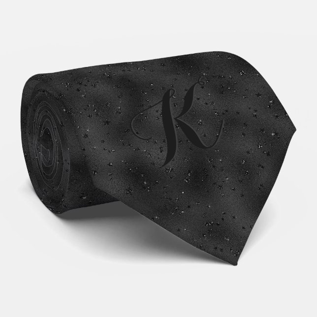 Luxury Black Monochromatic Background Tie (Rolled)