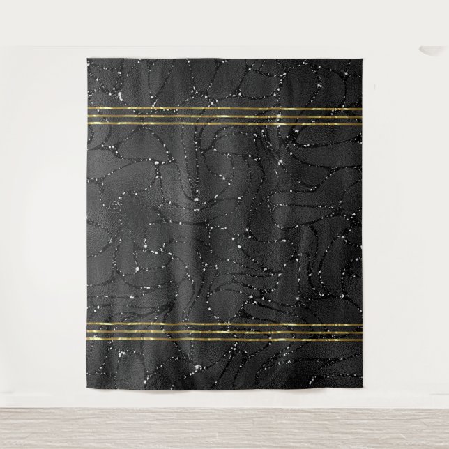 Luxury black monochromatic glam background tapestry (Front)