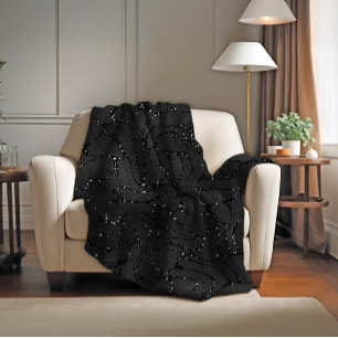 Luxury black monochromatic glittery background fleece blanket