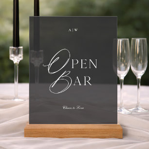 Luxury Black Open Bar Sign Black Tie Wedding