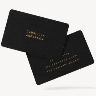 Luxury Black Paper Texture & Gold Name Business Card