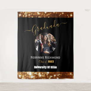 Luxury Black Photo Elegant Graduated Signature Tapestry
