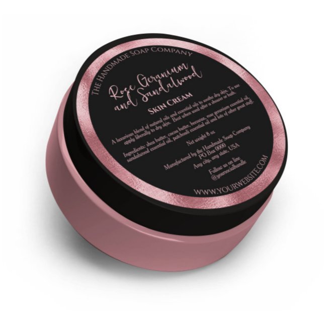 Luxury Black & Pink Cosmetics Jar Label (Creator Uploaded)