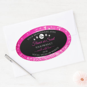 Luxury Black Pink Glitter Product Labels with Logo