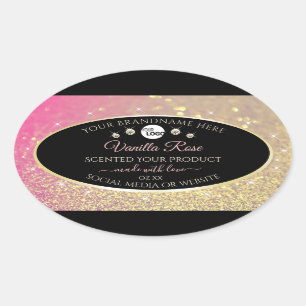 Luxury Black Pink Gold Glitter Product Labels Logo