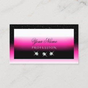 Luxury Black Pink White Gradient Shimmery Diamonds Business Card