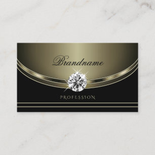 Luxury Black Platinum Colours Bright Faux Diamonds Business Card