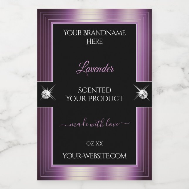 Luxury Black Purple Shiny Brilliants Product Label (Single Label)