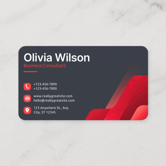 Luxury Black Red Business Card (Front)