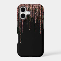 Luxury Black Rose Gold Sparkly Glitter Fringe