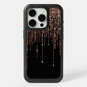 Luxury Black Rose Gold Sparkly Glitter Fringe