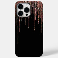 Luxury Black Rose Gold Sparkly Glitter Fringe