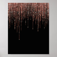 Luxury Black Rose Gold Sparkly Glitter Fringe