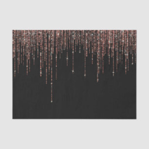 Luxury Black Rose Gold Sparkly Glitter Fringe Tissue Paper