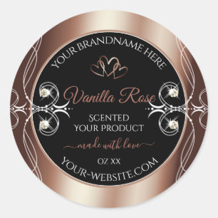 Luxury Black Rosegold Shimmery Decor Product Label