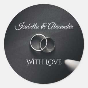 Luxury Black Satin Rings Wedding Favour Sticker