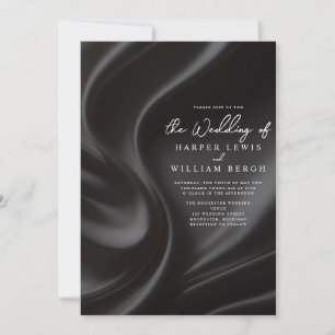 luxury black satin wedding invitation