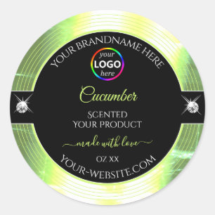 Luxury Black Shiny Light Green Logo Product Label