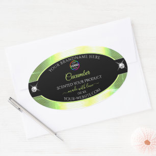 Luxury Black Shiny Light Green Logo Product Label