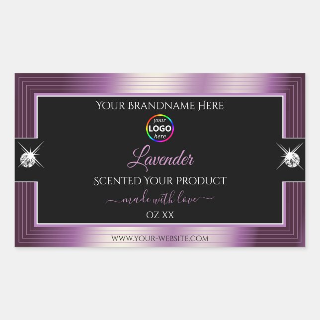 Luxury Black Shiny Purple with Logo Product Label (Front)