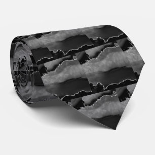 Luxury Black Silver Faux Glitter Faux Silk Tie