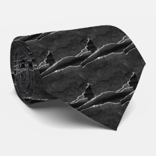 Luxury Black Silver Faux Glitter Faux Silk Tie