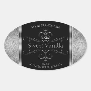 Luxury Black Silver Ornate Product Labels Add Logo