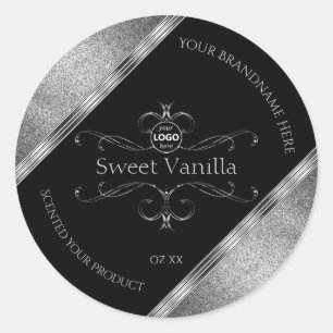 Luxury Black Silver Ornate Product Labels Add Logo