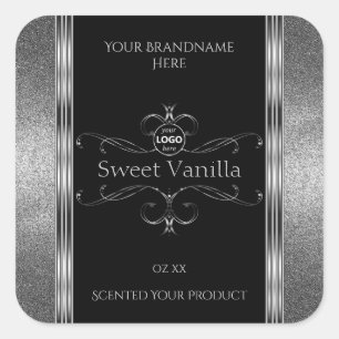 Luxury Black Silver Ornate Product Labels Add Logo