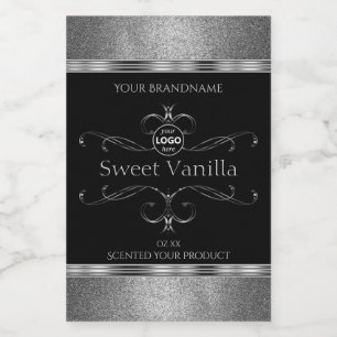 Luxury Black Silver Ornate Product Labels Add Logo