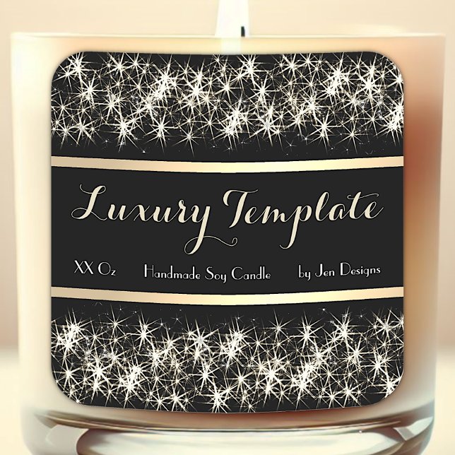 Luxury Black Sparkling Product Labels Gold Frame (Creator Uploaded)