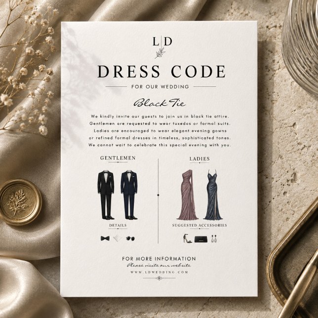 Luxury Black Tie Wedding Dress Code Guide  Enclosure Card (Creator Uploaded)