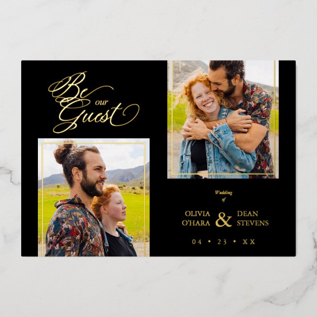 Luxury Black Trendy 2 Photos Real Golden (Front)