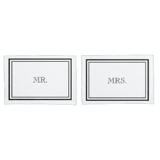 Luxury Black & White Mr. & Mrs. Pillowcase