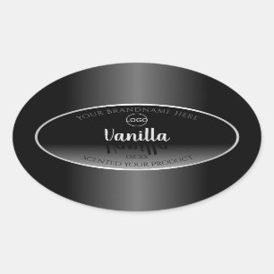 Luxury Black White Product Label Silver Frame Logo