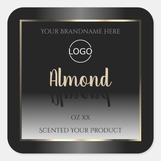 Luxury Black White Product Labels Gold Frame Logo (Front)