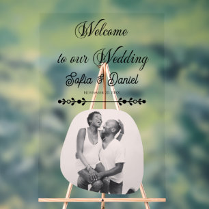 Luxury Black & White Wedding Chic Artistic Couple  Acrylic Sign