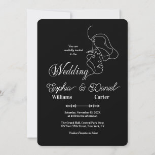 Luxury Black & White Wedding Chic Artistic Couple Invitation