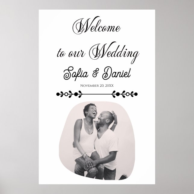 Luxury Black & White Wedding Chic Artistic Couple  Poster (Front)