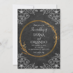 Luxury Black & White Wedding Invitation