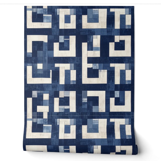 Luxury Blue 3D Pattern Design Wallpaper (Unrolling)