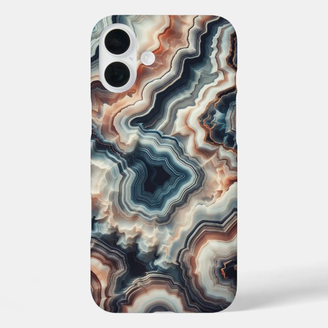 Luxury Blue and Amber Agate Phone Case - Intricate (Back)