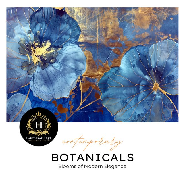 Luxury Blue and Gold Floral Decoupage Tissue Paper (Creator Uploaded)