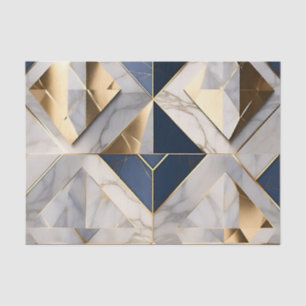 Luxury Blue And Grey Marble With Gold Tissue Paper