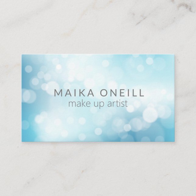 Luxury Blue Bokeh glitter social media Business Card (Front)
