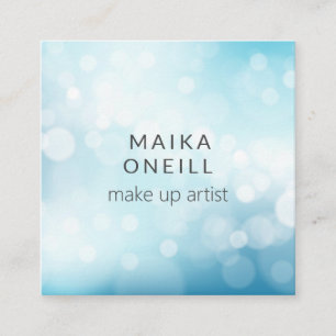 Luxury Blue Bokeh glitter social media Square Business Card